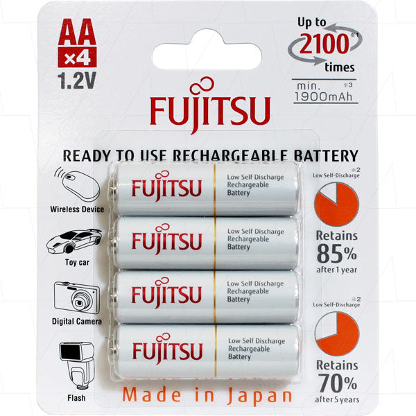 Fujitsu AA Rechargeable NiMH Battery 2000mAh HR-3UTCEX - 4 Pack