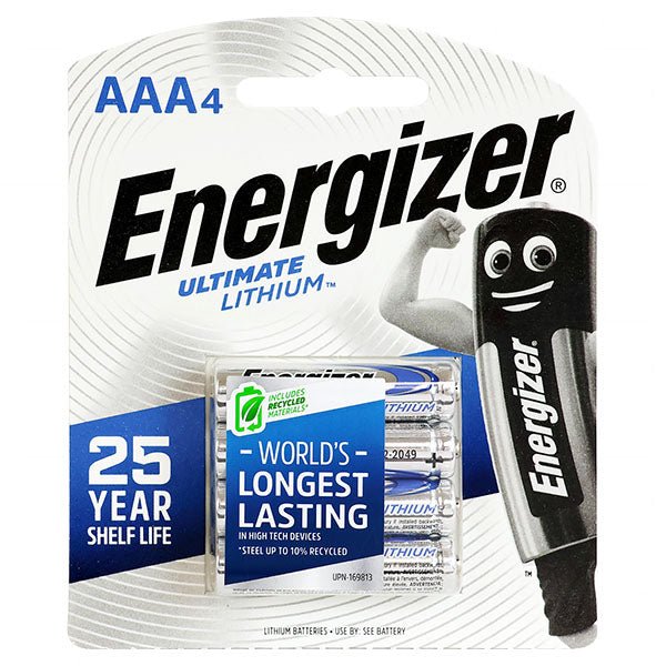 Energizer AAA Ultimate Lithium Li/FeS2 Battery L92 - 4 Pack - Refraction Lighting