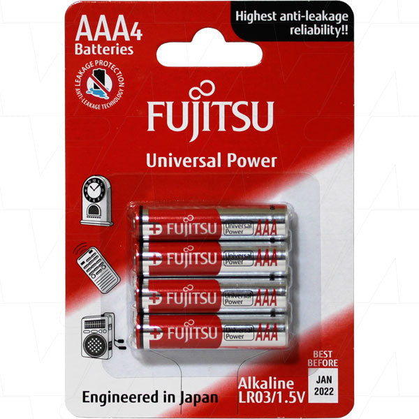 Fujitsu AAA Alkaline Battery LR03 - 4 Pack