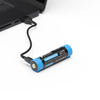 WUBEN ABE3400R 3400mAh 18650 Direct USB-C Rechargeable Li-ion Battery (Protected)