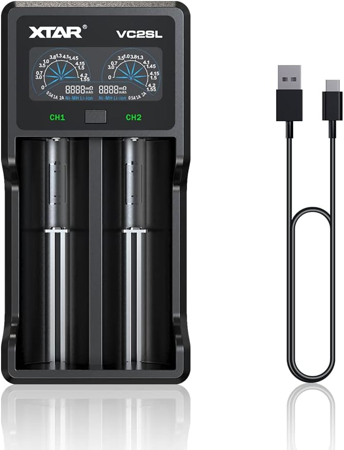 XTAR VC2SL Li - ion/NiMH USB - C Two - Slot Battery Charger - Refraction Lighting