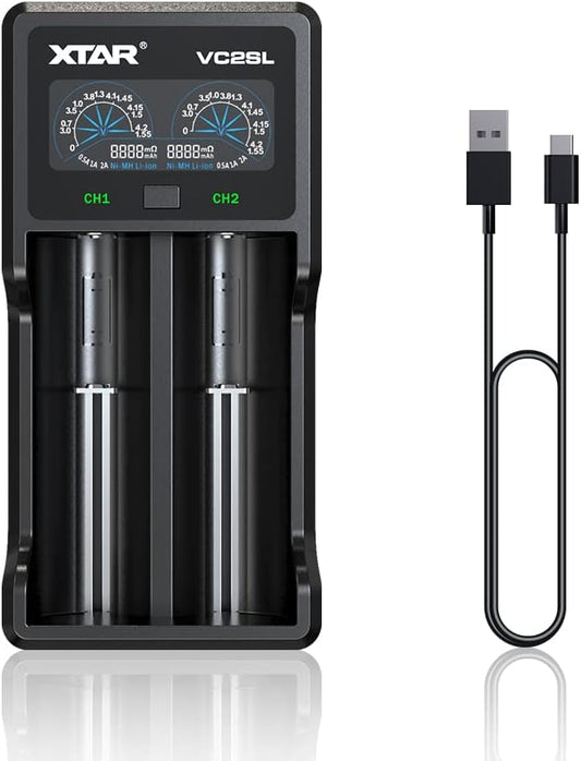 XTAR VC2SL Li - ion/NiMH USB - C Two - Slot Battery Charger - Refraction Lighting