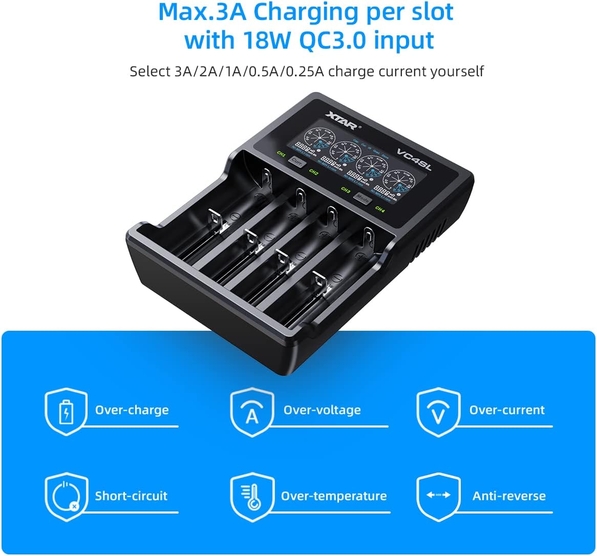 XTAR VC4SL Li - ion/NiMH USB - C Four - Slot Battery Charger - Refraction Lighting