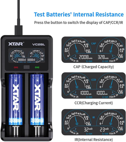 XTAR VC2SL Li - ion/NiMH USB - C Two - Slot Battery Charger - Refraction Lighting