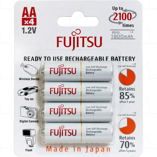Fujitsu AA Rechargeable NiMH Battery 2000mAh HR-3UTCEX - 4 Pack