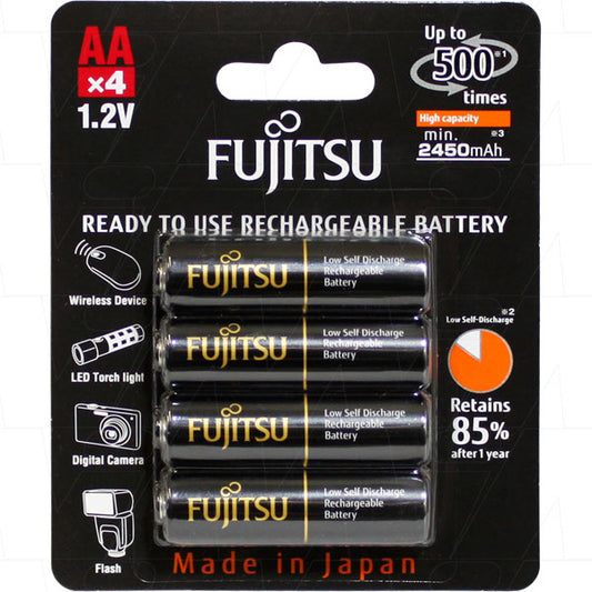 Fujitsu AA Rechargeable NiMH Battery 2550mAh HR-3UTHCEX - 4 Pack