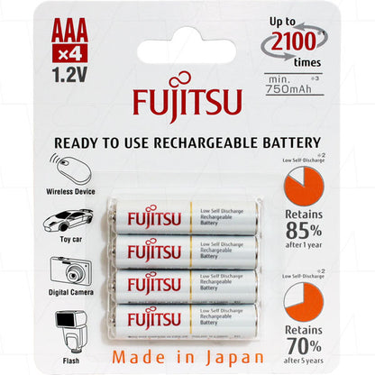 Fujitsu AAA Rechargeable NiMH Battery 800mAh HR-4UTCEX - 4 Pack