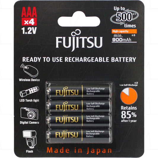Fujitsu AAA Rechargeable NiMH Battery 950mAh HR-4UTHCEX - 4 Pack