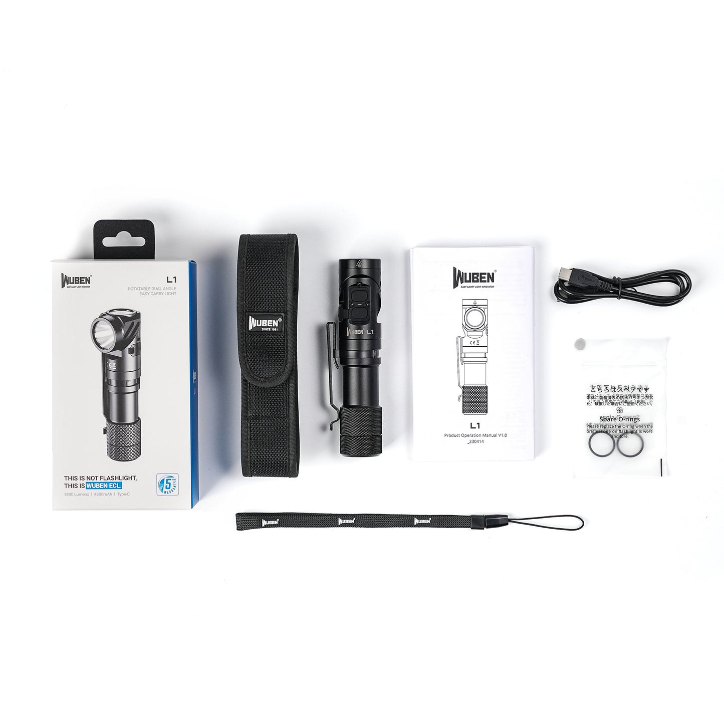 WUBEN L1 Rotating Head Dual - Beam Magnetic Base Torch - Refraction Lighting