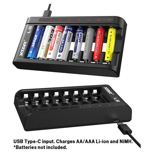 XTAR L8 AA/AAA USB-C Eight-Slot Charger