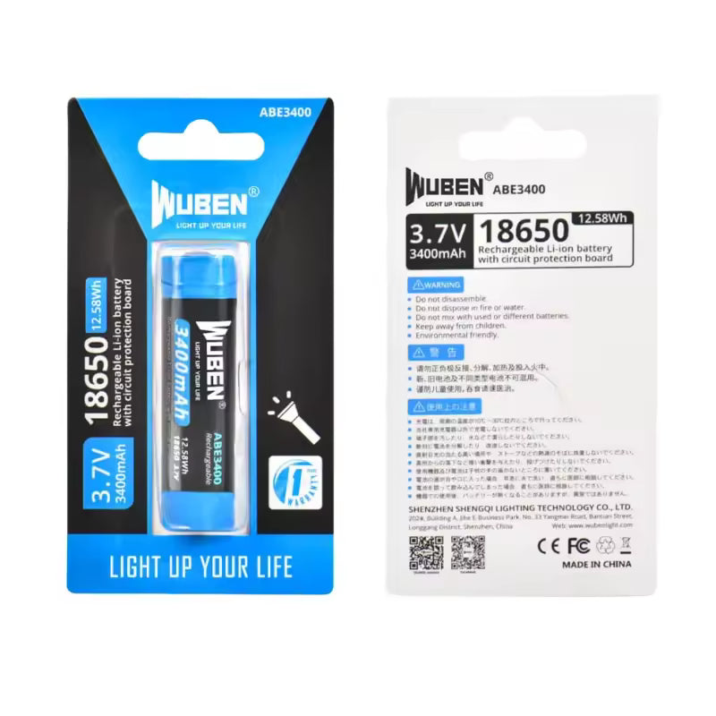 WUBEN ABE3400 3400mAh 18650 Rechargeable Li-ion Battery (Protected)