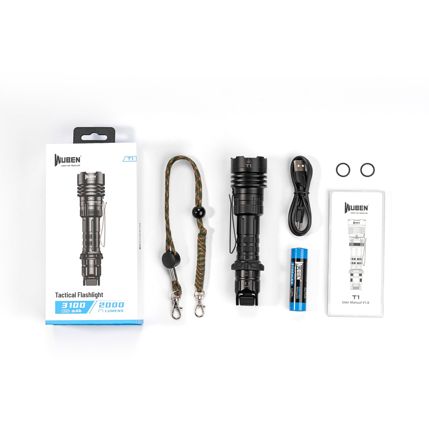 WUBEN T1 2000lm Tactical Torch - Refraction Lighting