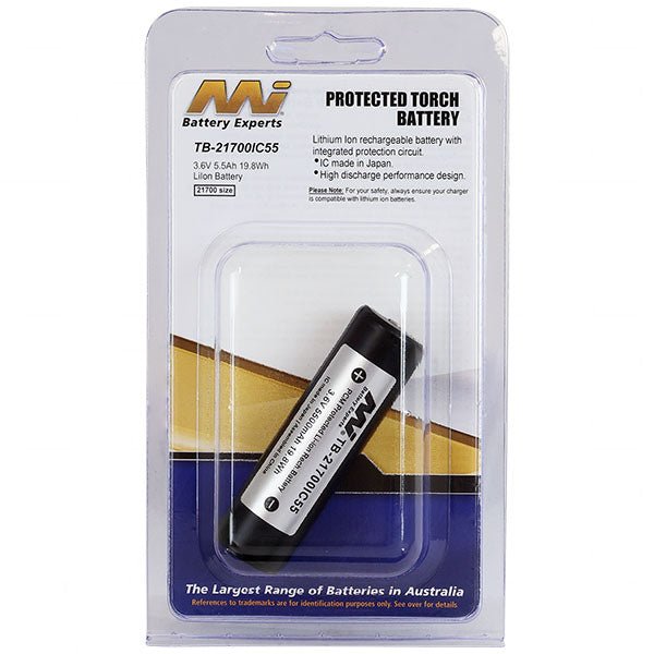 Master Instruments TB - 21700IC55 5500mAh 21700 Rechargeable Li - ion Battery (Protected) - Refraction Lighting