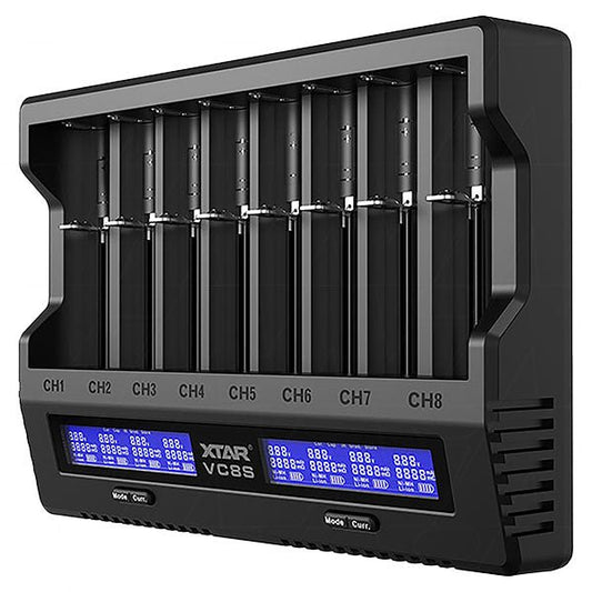 XTAR VC8S Smart Speedy Li - ion/NiMH USB - C Eight - Slot Battery Charger - Refraction Lighting
