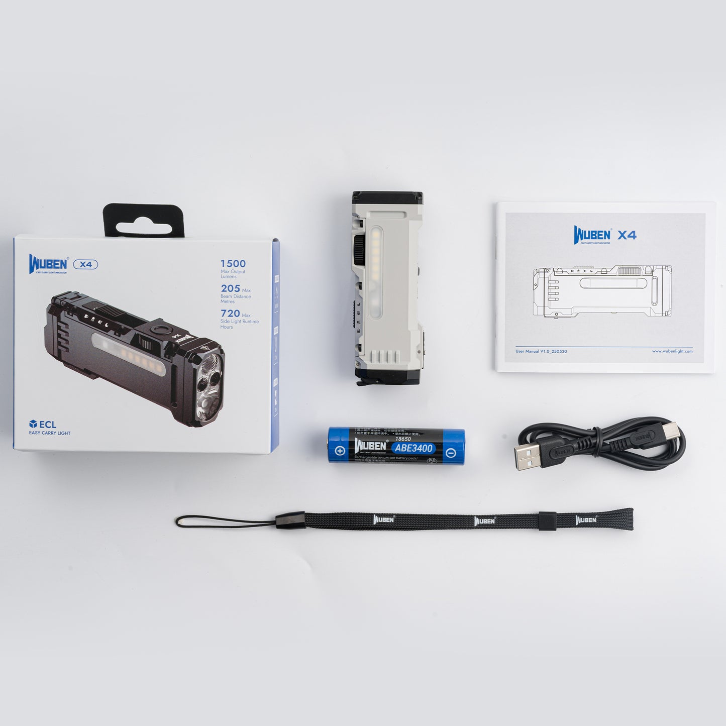 WUBEN X4 Flat EDC 18650 Rechargeable Dual-Beam Torch