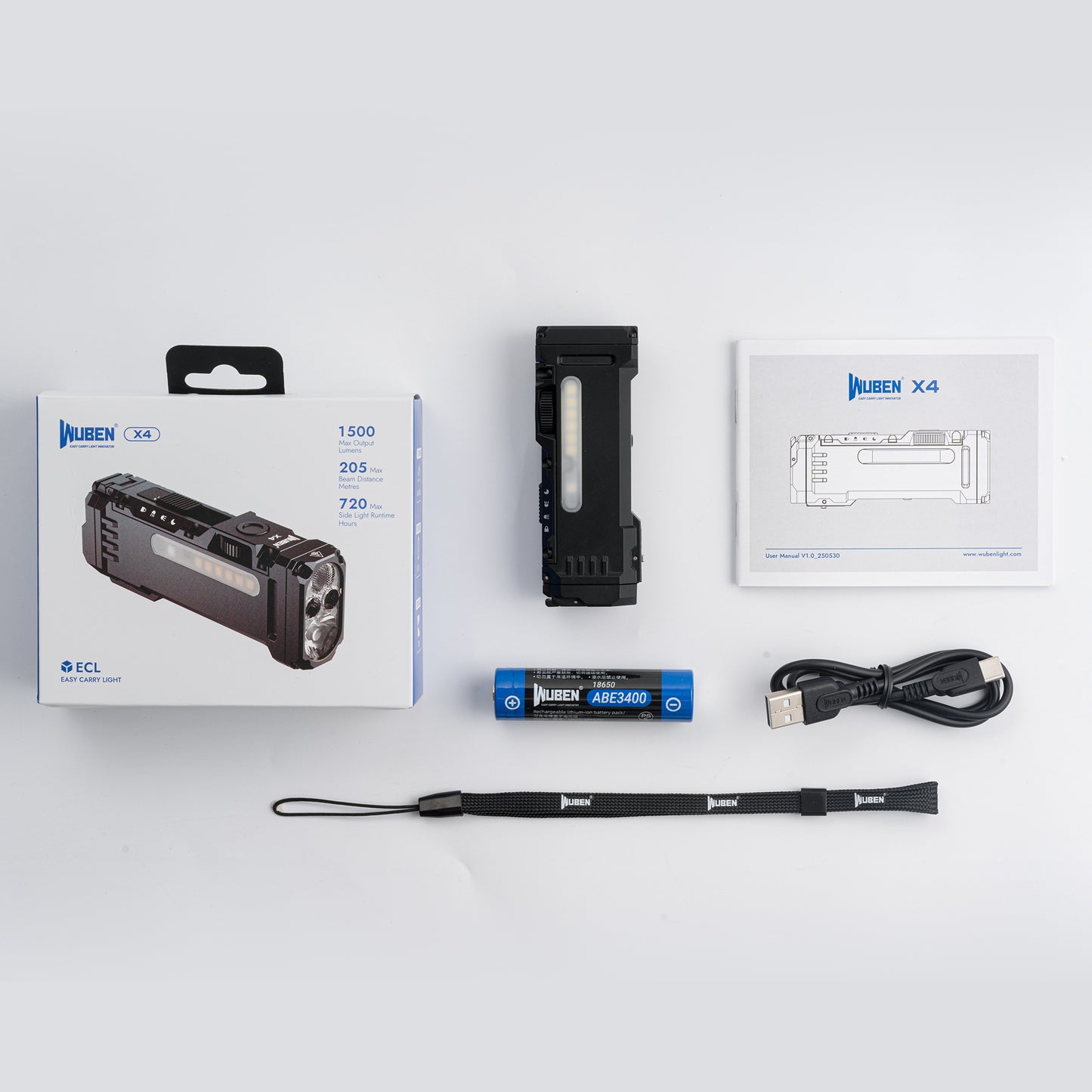 WUBEN X4 Flat EDC 18650 Rechargeable Dual-Beam Torch
