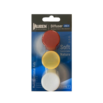 WUBEN AC1 Diffuser 3 Pack (White, Warm & Red) - Fits L50 & C3 (24.5mm - 26mm Head Diameter) - Refraction Lighting