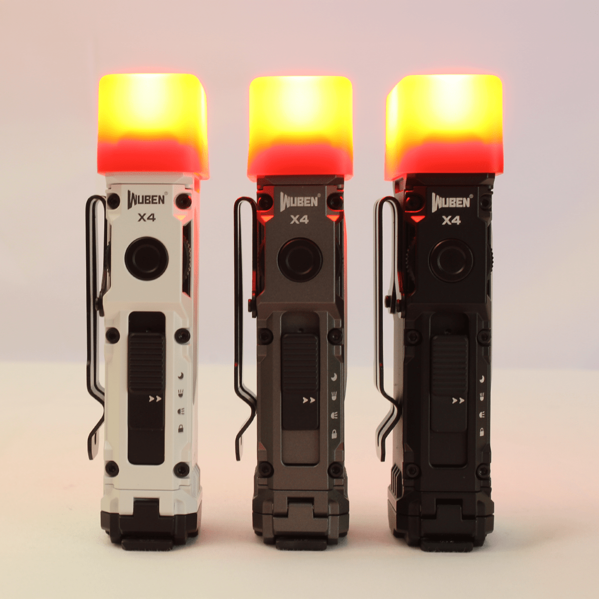 WUBEN X4 Flat EDC 18650 Rechargeable Dual - Beam Torch - Red Light Kit (Includes Red Diffuser) - Refraction Lighting