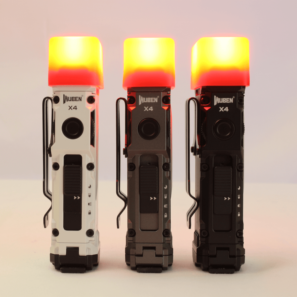 WUBEN X4 Flat EDC 18650 Rechargeable Dual-Beam Torch & Red Light Kit ...
